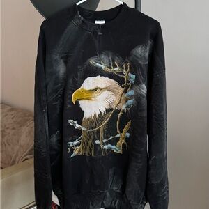 Fruit of the Loom Black Sweater with Eagle Design Vintage